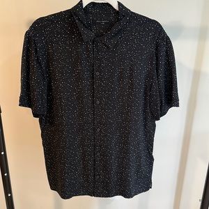 All Saints Black Speckled Short Sleeve Button Down Shirt